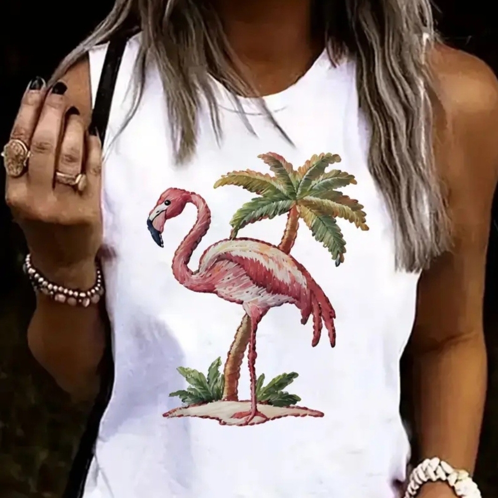 'Flamingo' Sleeveless Top To BUNDLE wth PINK Hooded Zip Jacket